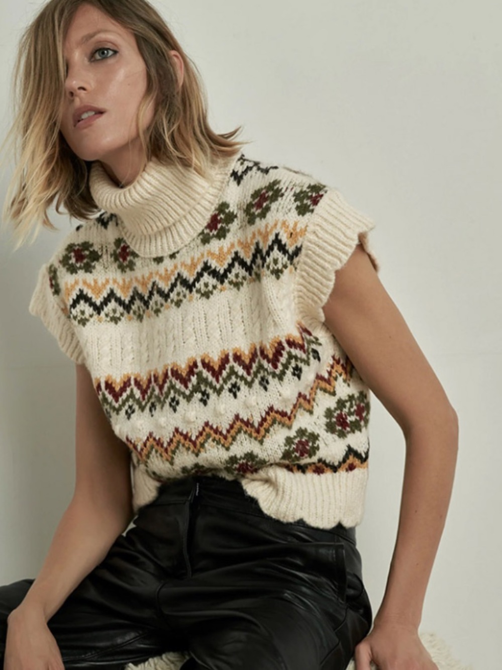 Zara Jacquard Sweater Vest